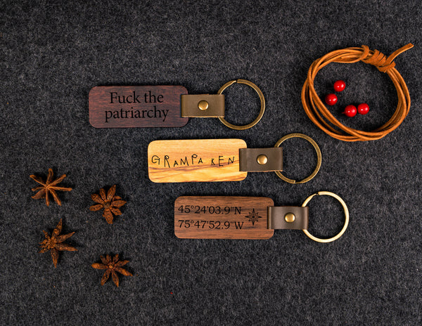 Wooden Keychains Walnut and Olive