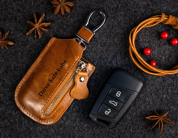 Genuine Leather Car Key Pouch Black