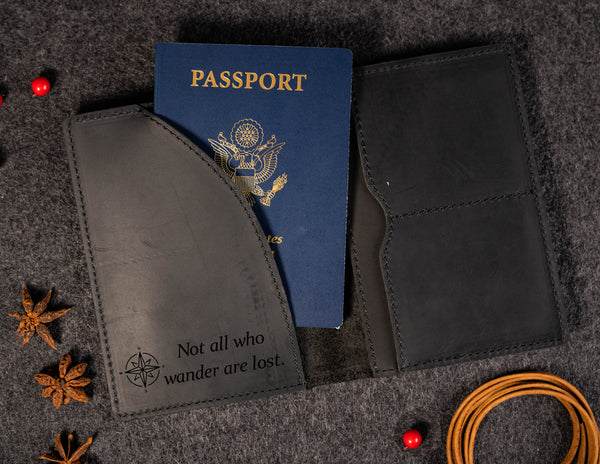 Genuine Leather Passport Holder Navy