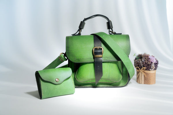 Green Handbag Set Hand Crafted