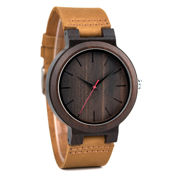 Leather Strap Wooden Watch