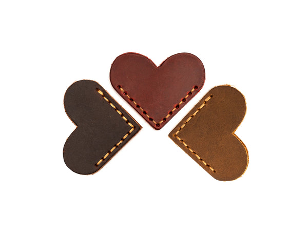 Heart Bookmark Dark Brown Leather