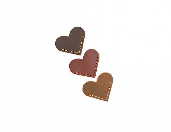 Heart Bookmark Light Brown Leather