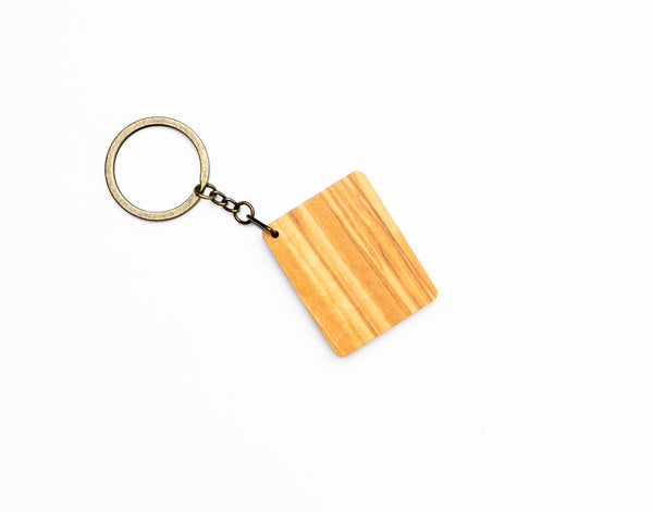 Square Wooden Keychain Walnut and Olive