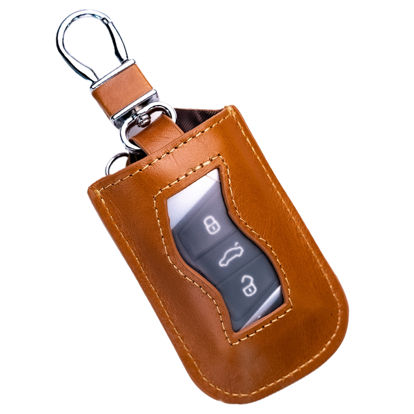 Genuine Leather Car Key Pouch Brown