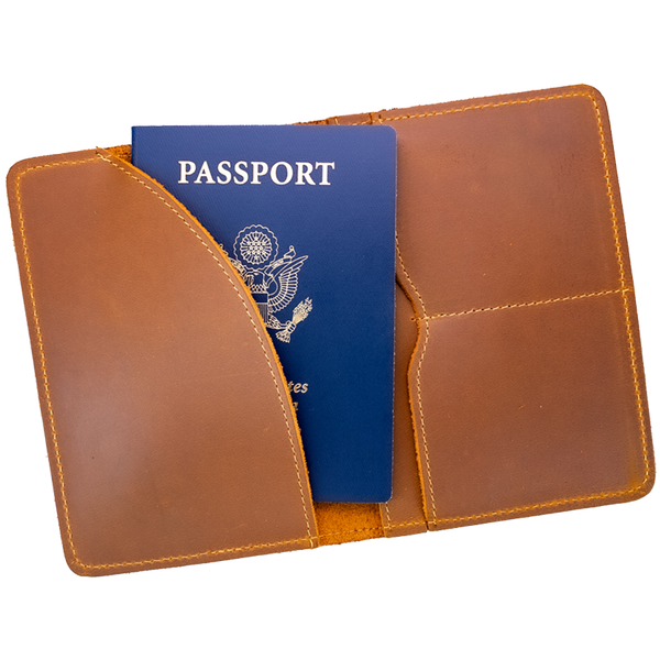 Genuine Leather Passport Holder Brown